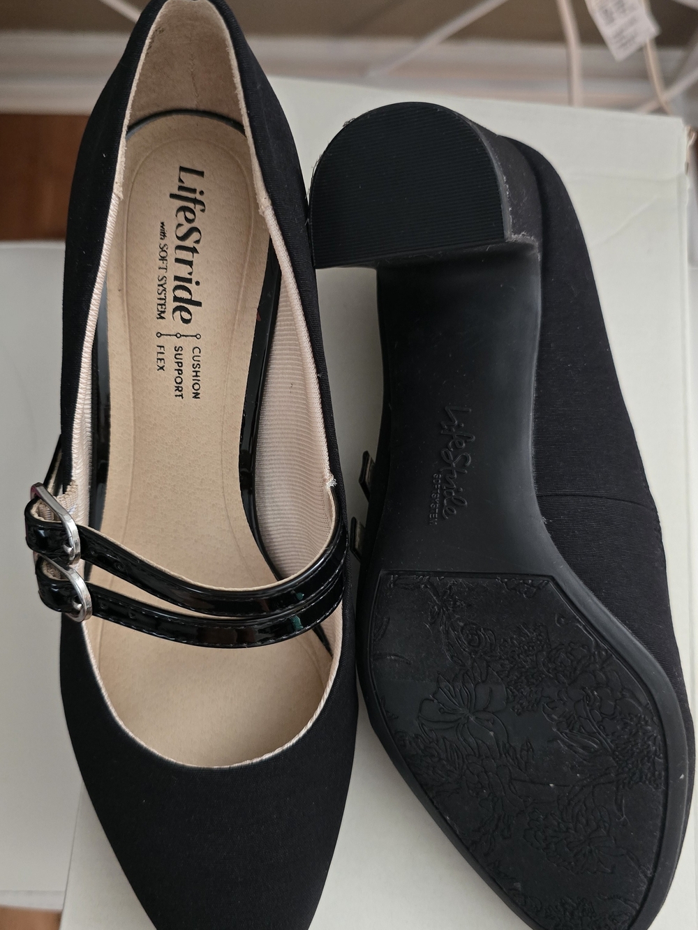 Life Stride Women's Black Mary Jane Flats with Double Strap